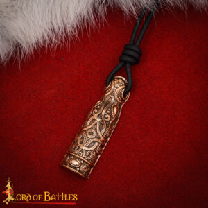 Viking Bronze Amulet Pendant Necklace Lost Wax Cast with Intricate Knot work Adjustable Cord