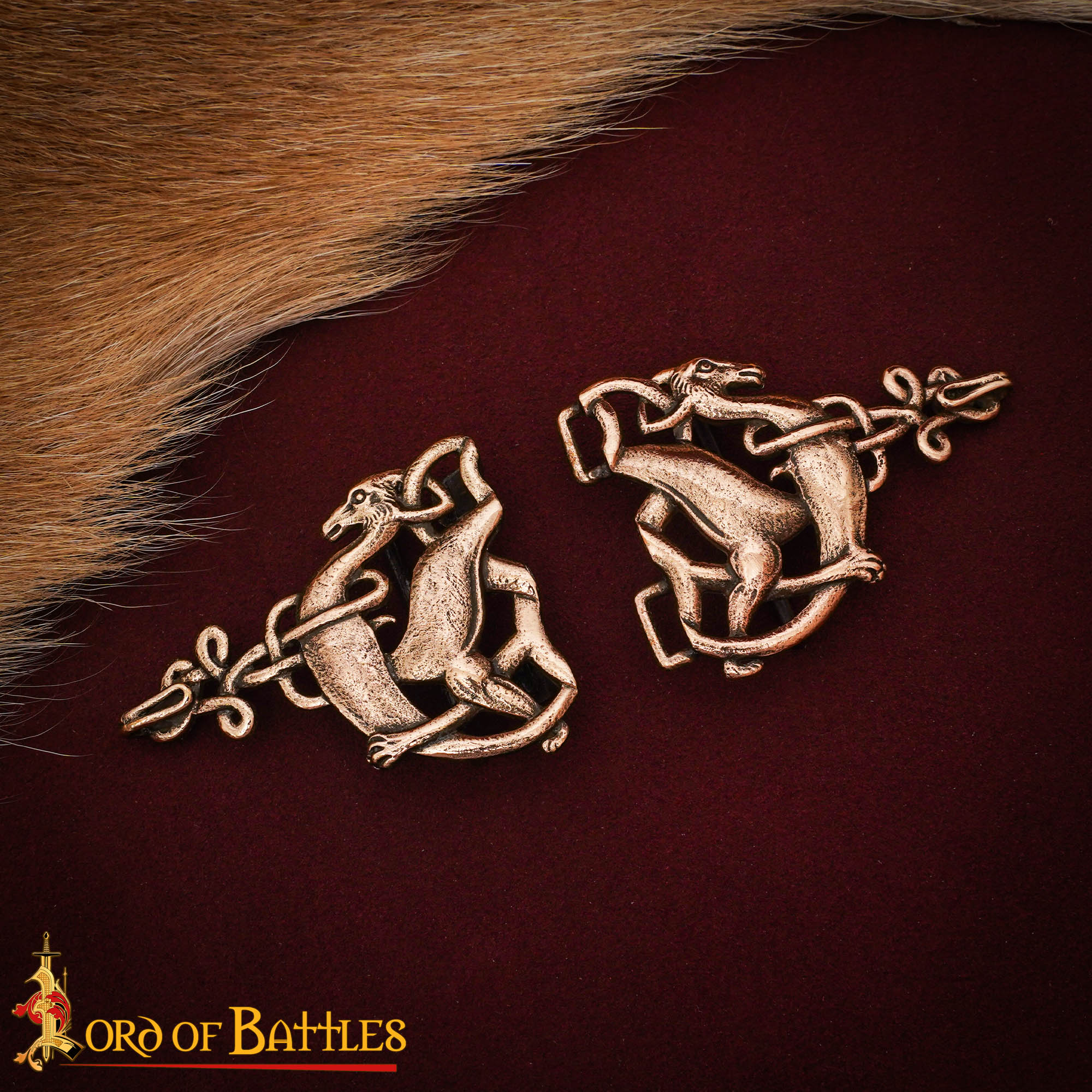 10th Century Viking Antique Bronze Cloak Clasp with Celtic Deer Motifs-26455BZAT 6