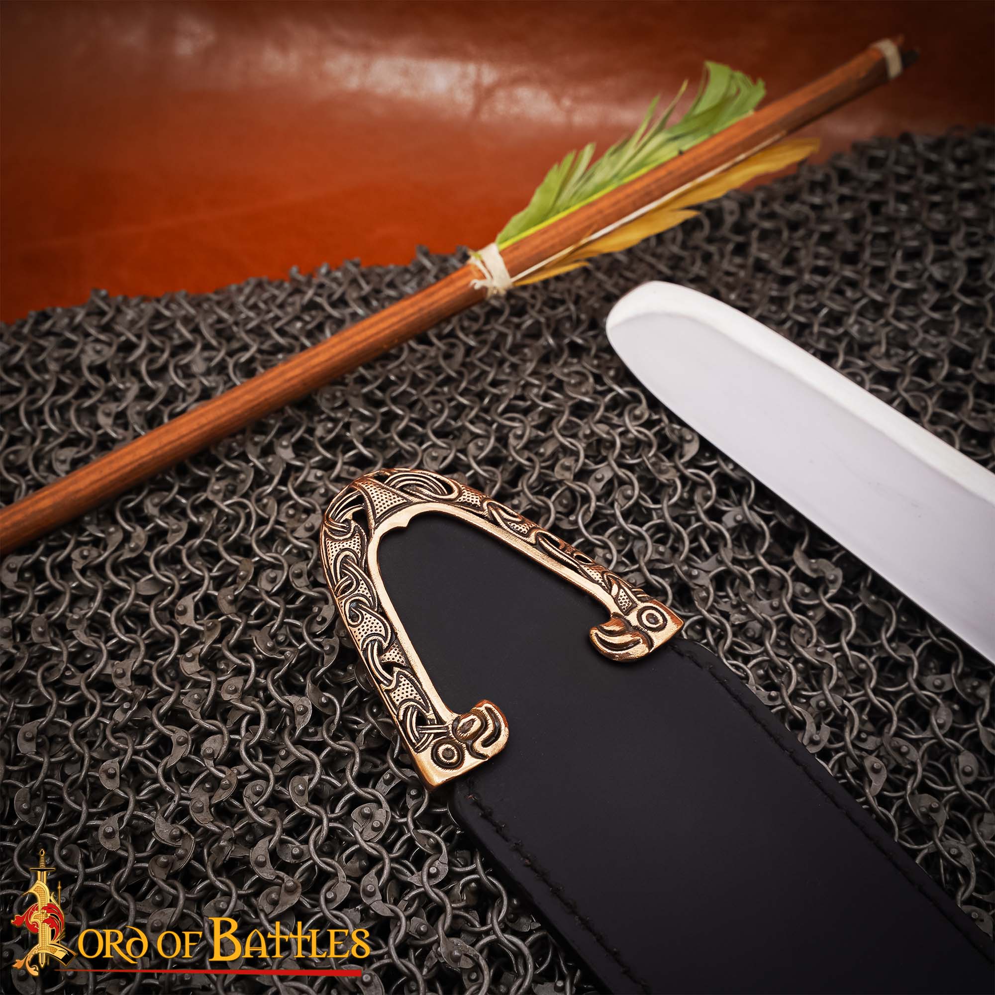 10th Century Viking Antique Bronze Sword Scabbard Chape Norse Strap Divider Fitting-26617BZAT 4