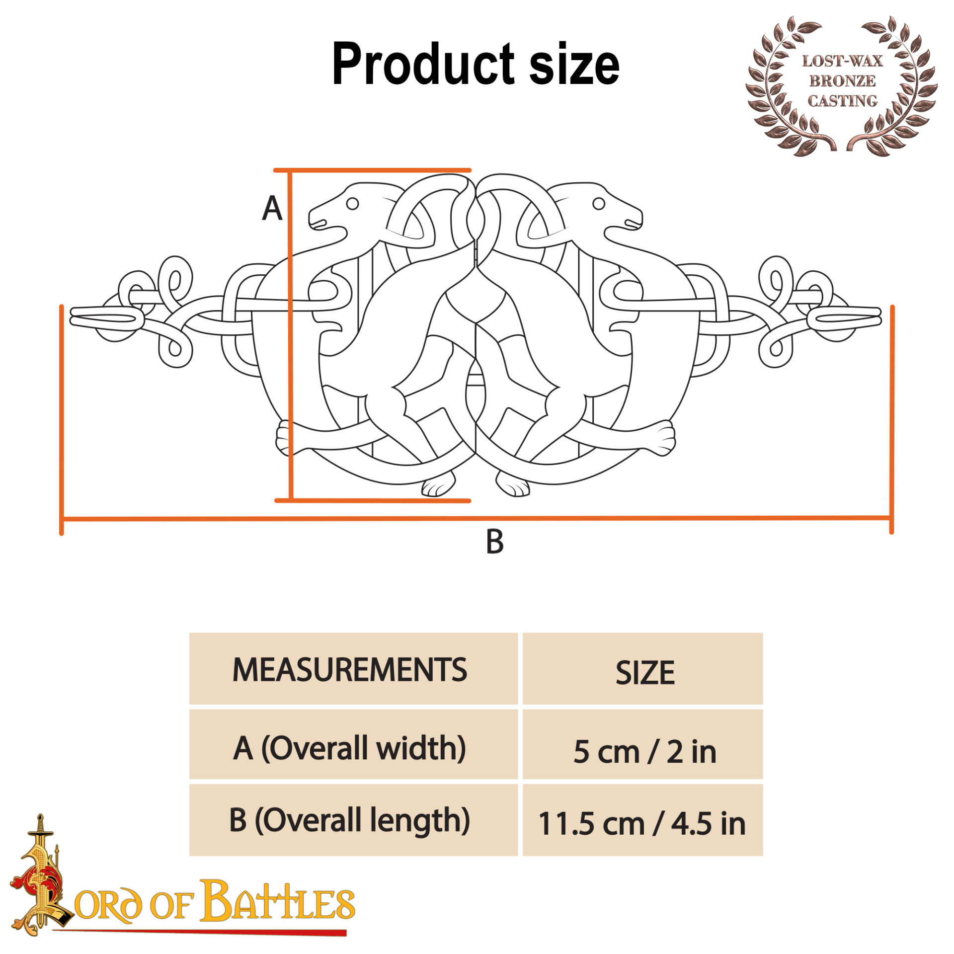 10th Century Viking Bronze Cloak Clasp with Celtic Deer Motifs-26455BZ 2