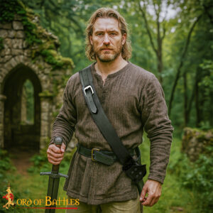 Medieval Leather Sword Baldric Handcrafted 3mm Thick Leather Sword Carrier for Knights, Fantasy & Stage