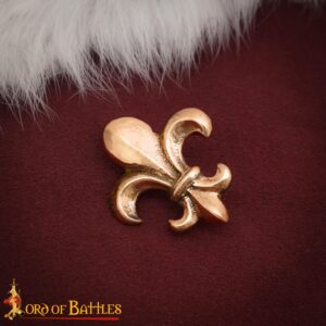 Medieval Bronze Fleur-de-Lys Belt Mount – Lost Wax Cast Emblem (2-Pin Back)