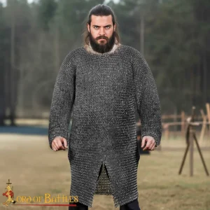 Chainmail Hauberk 9mm Dome Riveted Round Rings with Alternating Flat Solid 18 Gauge