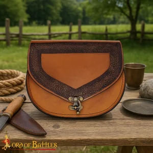 Leather Belt Pouch - Celtic Embossed Medieval Pouch