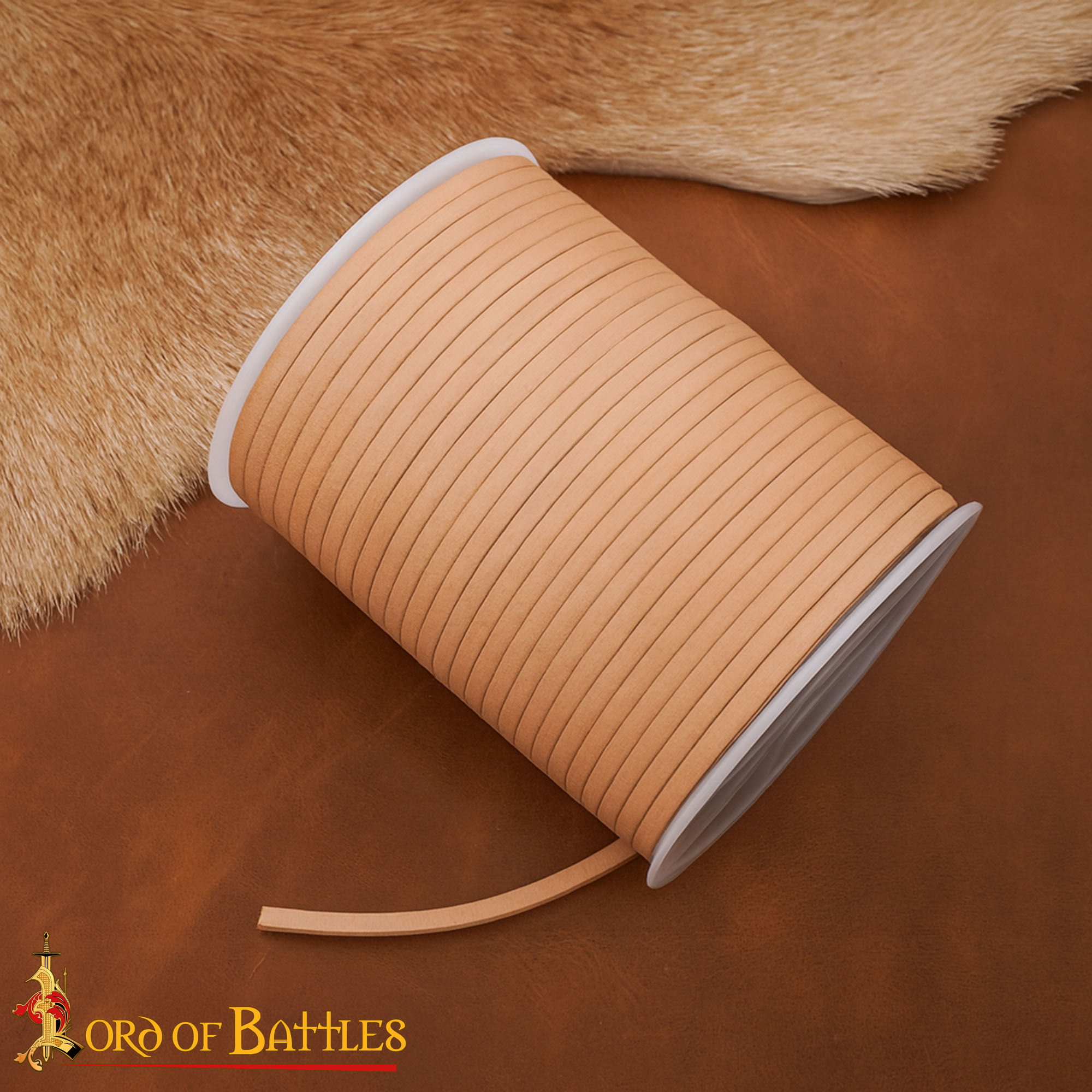 3x4 mm, 50mtr flat leather spool natural-26169N