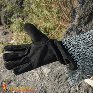 Suede Leather Swordsman's Gauntlets - Brown