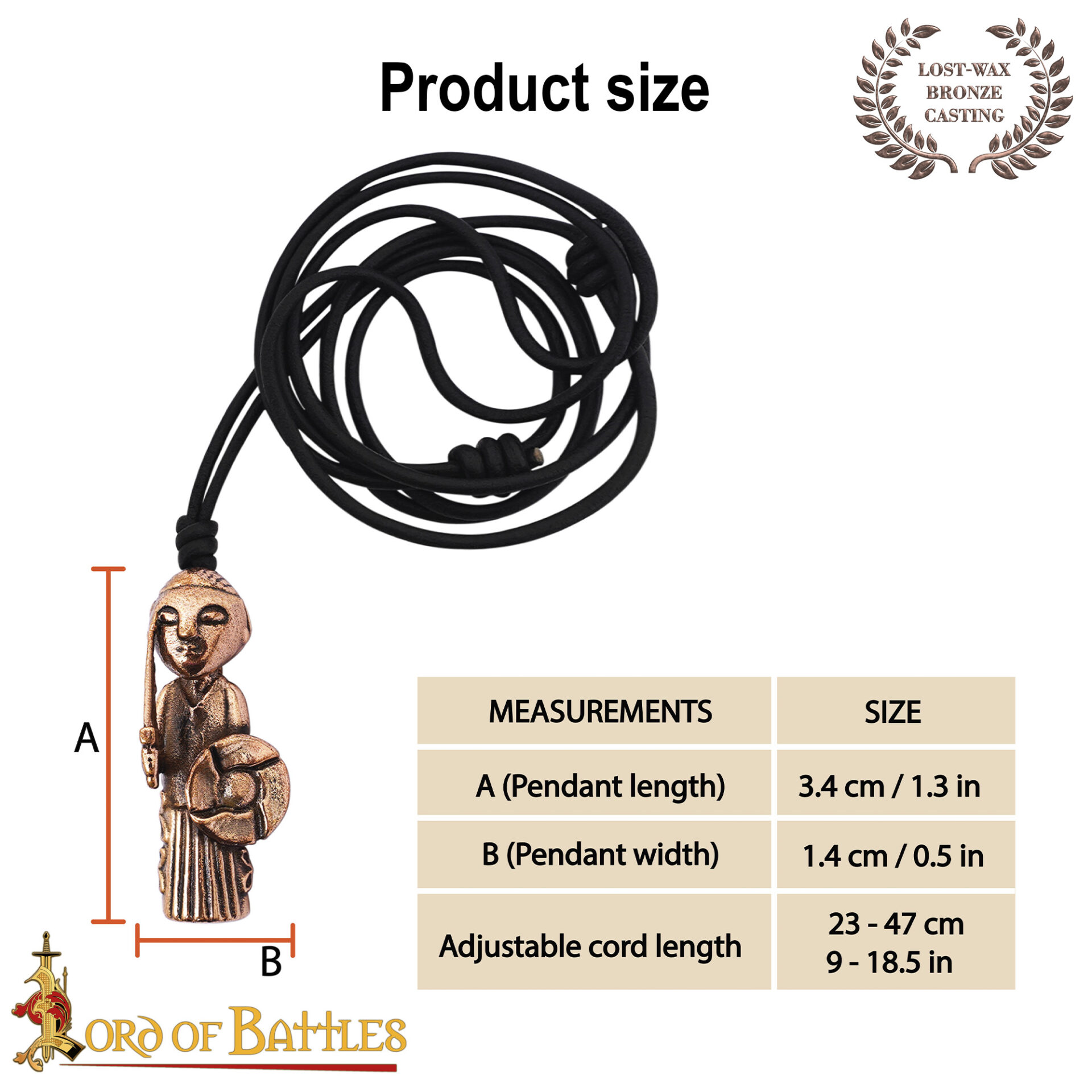 9th Century Antique Bronze Valkyrie Skögul Pendant with Leather Cord – Norse Lady Warrior Amulet-26515BZAT 2