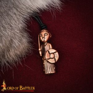 Medieval Pendant Lost Wax Cast Bronze Necklace Valkyrie Glass Lady Norse Style Pendant