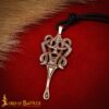 9th Century Antique Bronze Viking Ear Scoop Pendant with Leather Cord-26416BZAT
