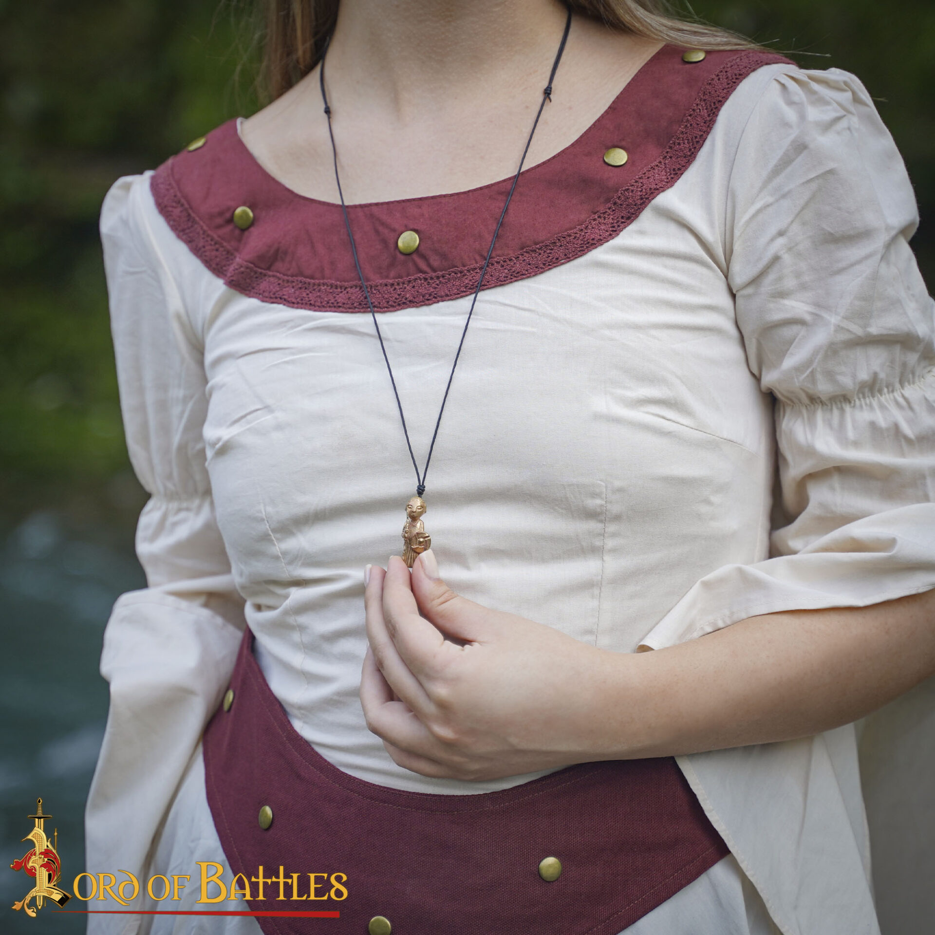 9th Century Bronze Valkyrie Skögul Pendant with Leather Cord – Norse Lady Warrior Amulet-26515BZ 4