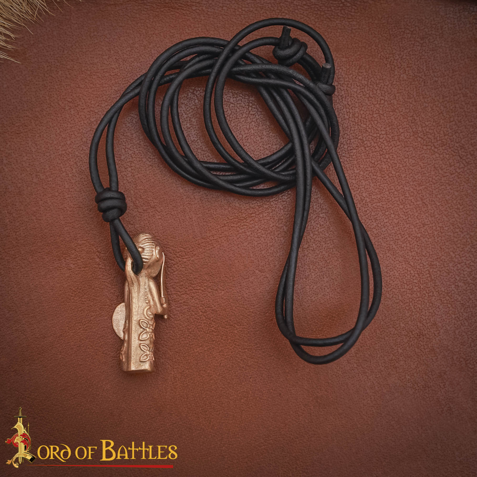 9th Century Bronze Valkyrie Skögul Pendant with Leather Cord – Norse Lady Warrior Amulet-26515BZ 5