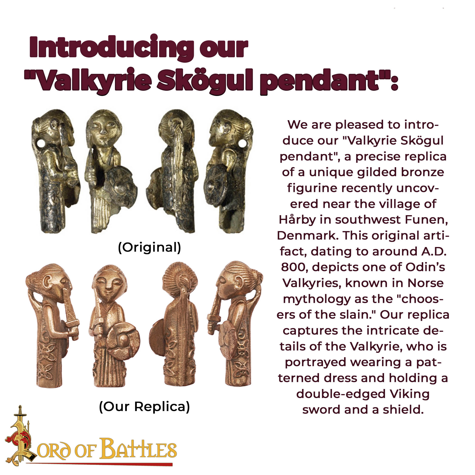 9th Century Bronze Valkyrie Skögul Pendant with Leather Cord – Norse Lady Warrior Amulet-26515BZ 6