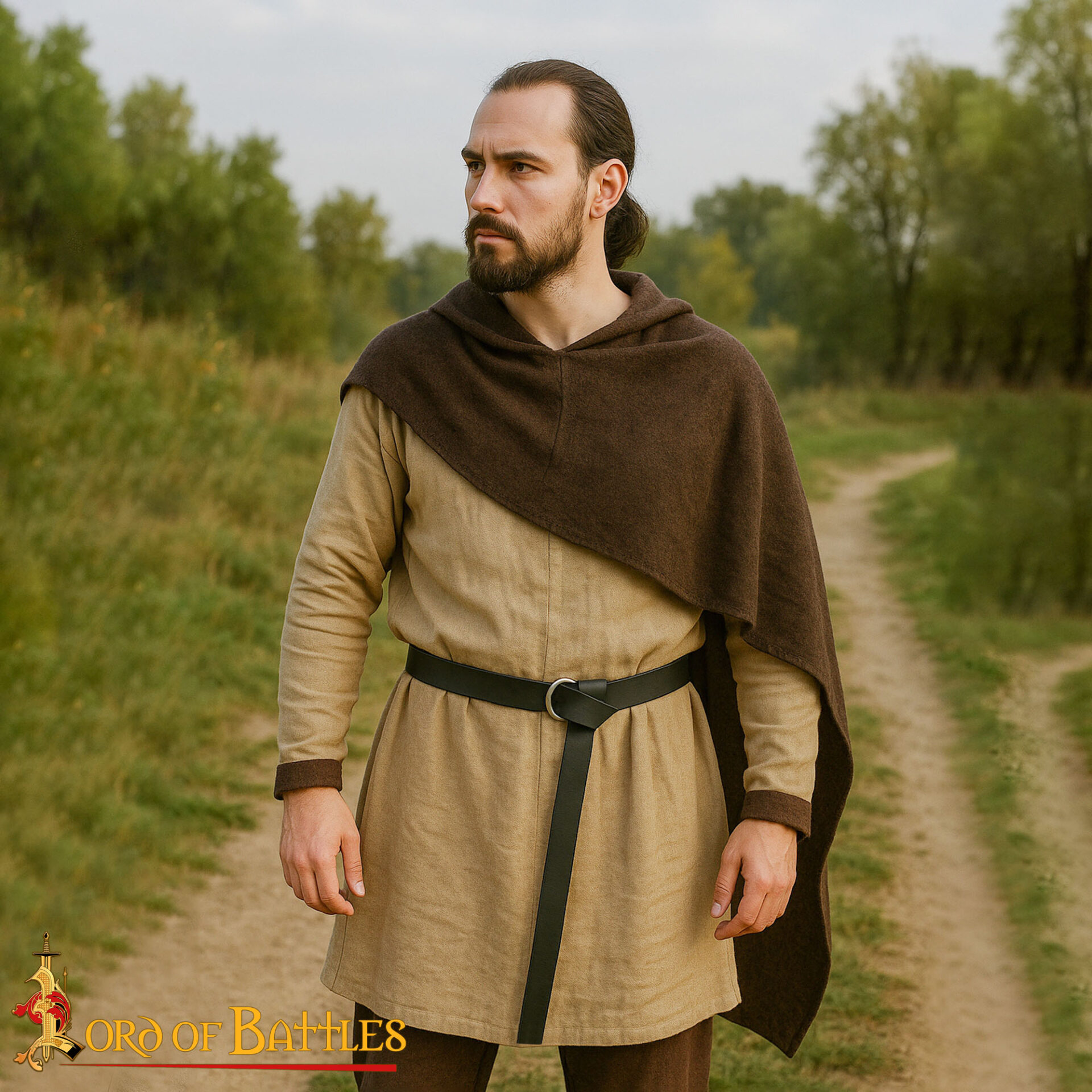 9th–16th Century Plain Black Leather Belt Strap – Medieval Reenactment DIY Belt Blank for Buckles 25479