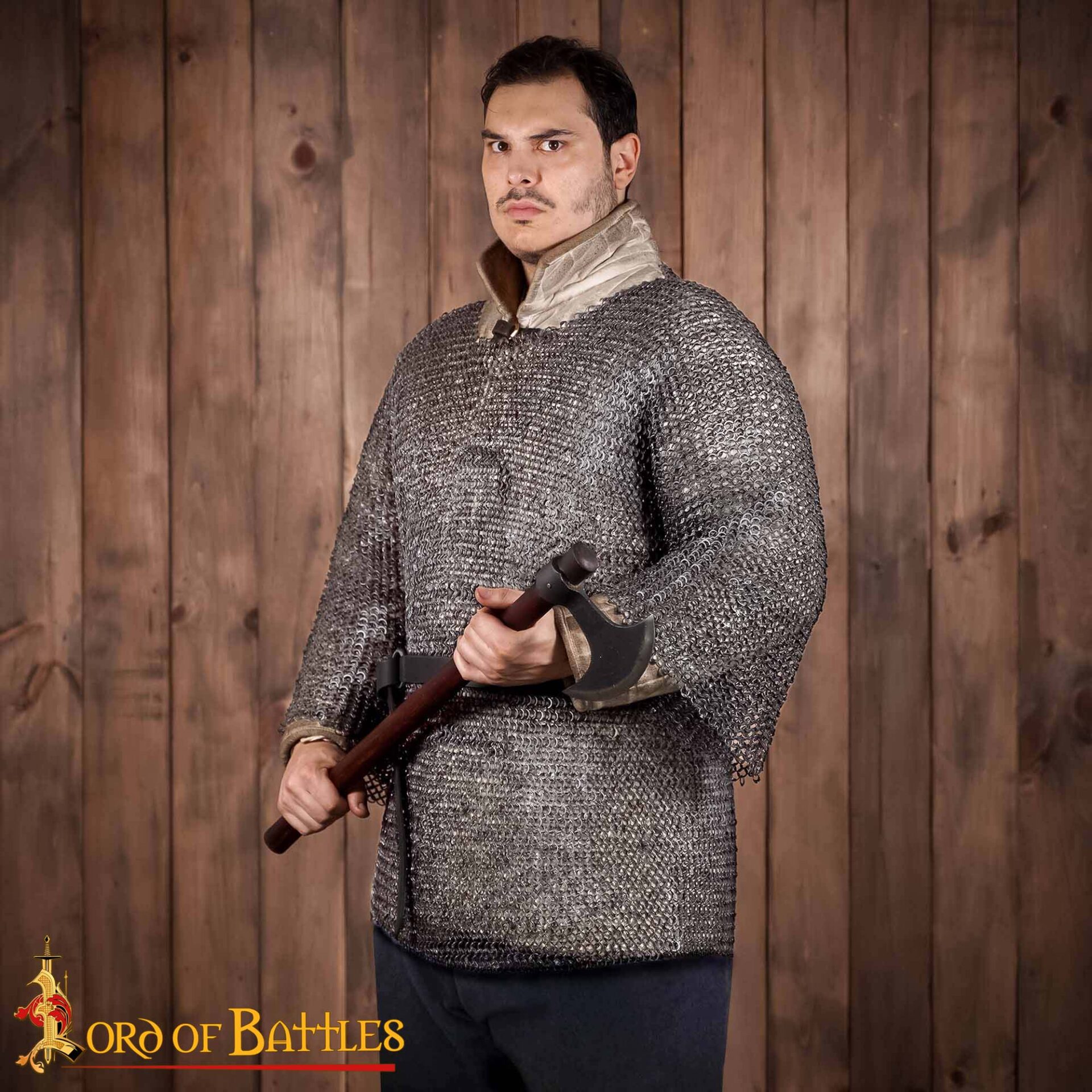 Medieval Chainmail Haubergeon – 9mm Riveted Round Rings with Alternating Solid Rings-162N 6