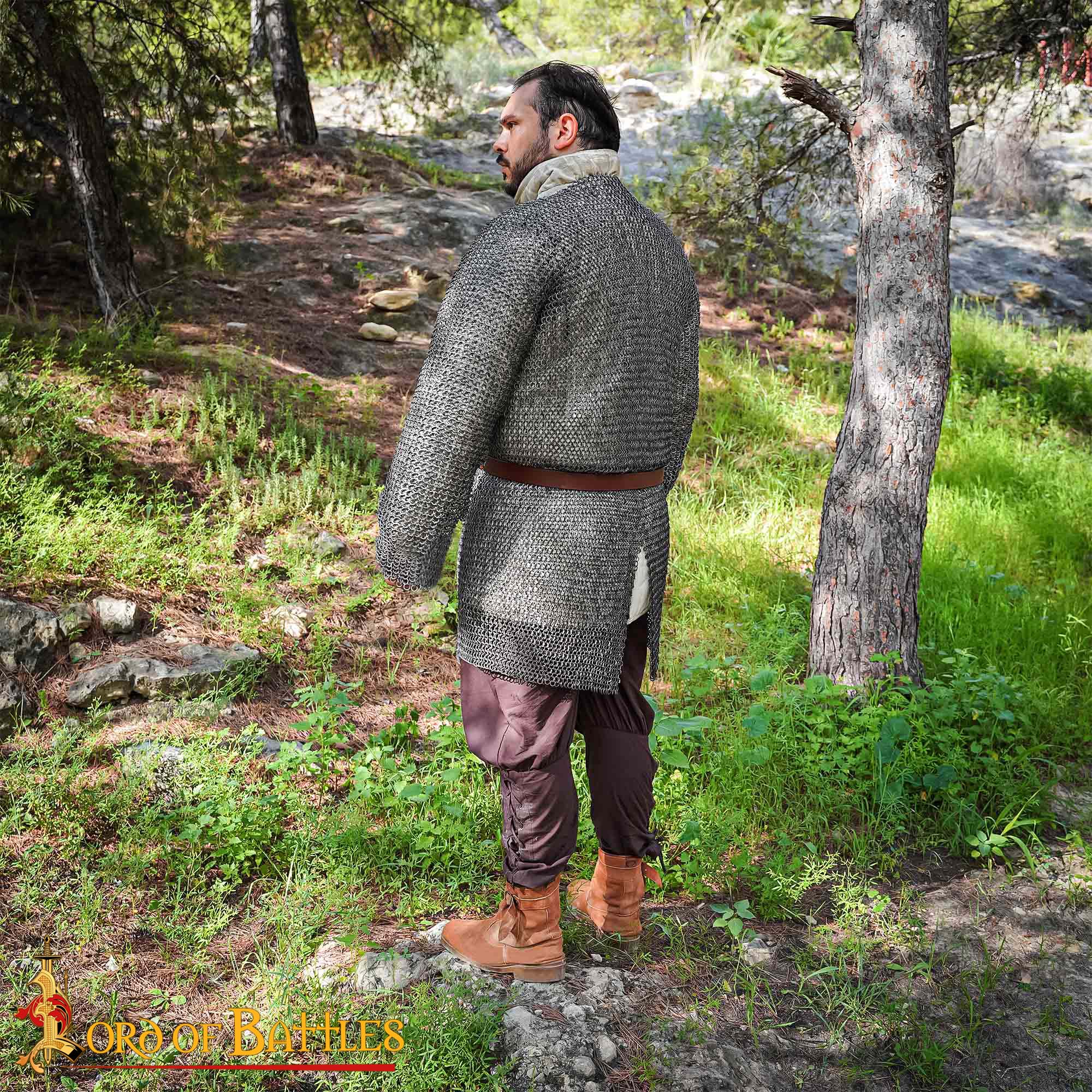 Medieval Chainmail Hauberk – 9mm 18 Gauge Round Ring Dome Riveted Mild Steel Rings with Alternating Solid Rings-248N 4