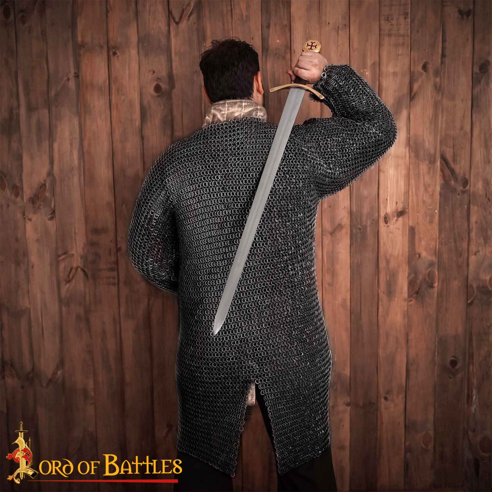 Medieval Chainmail Hauberk – 9mm 18 Gauge Round Ring Dome Riveted Mild Steel Rings with Alternating Solid Rings-258BK 6