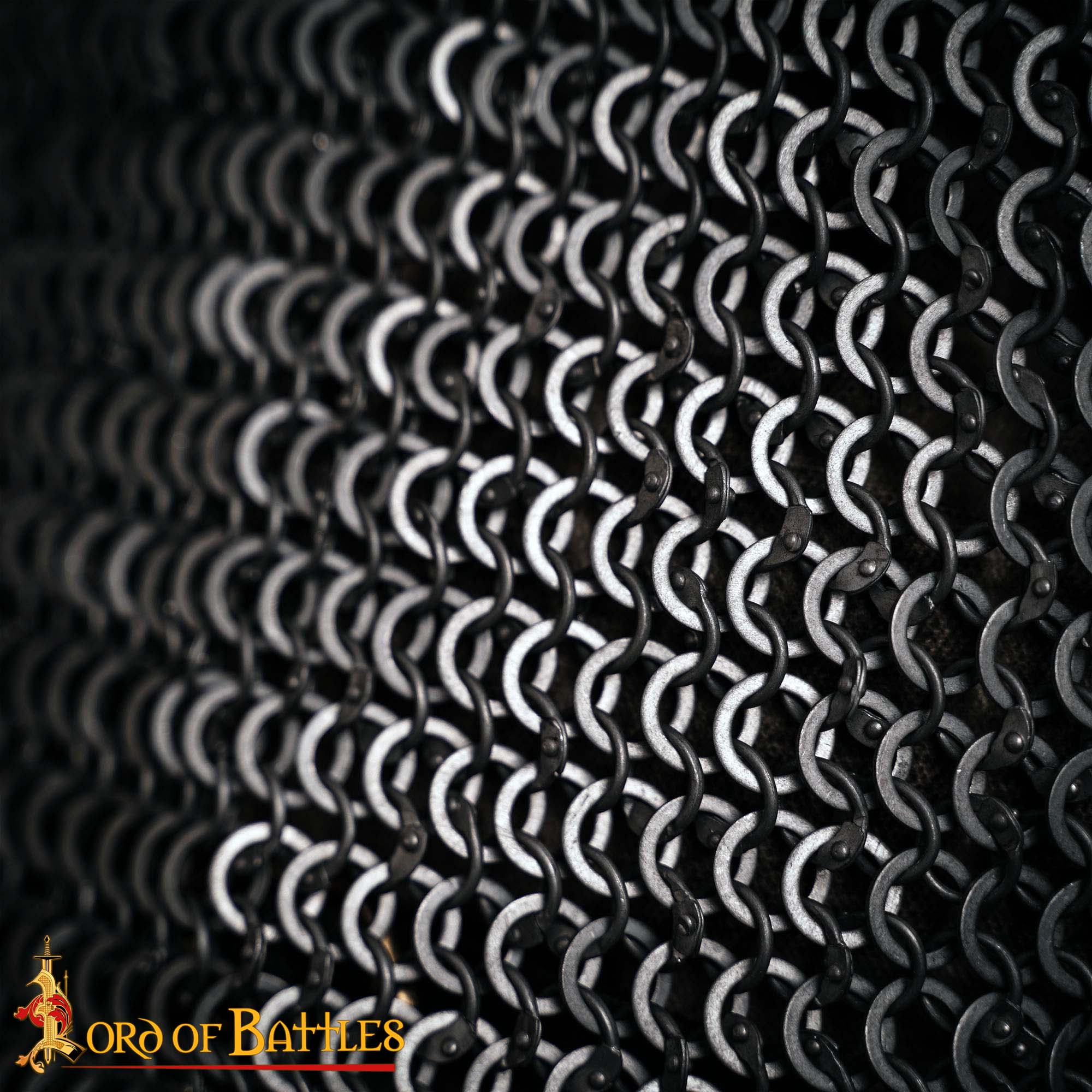 Medieval Chainmail Hauberk – 9mm 18 Gauge Round Ring Dome Riveted Mild Steel Rings with Alternating Solid Rings-258BK 7