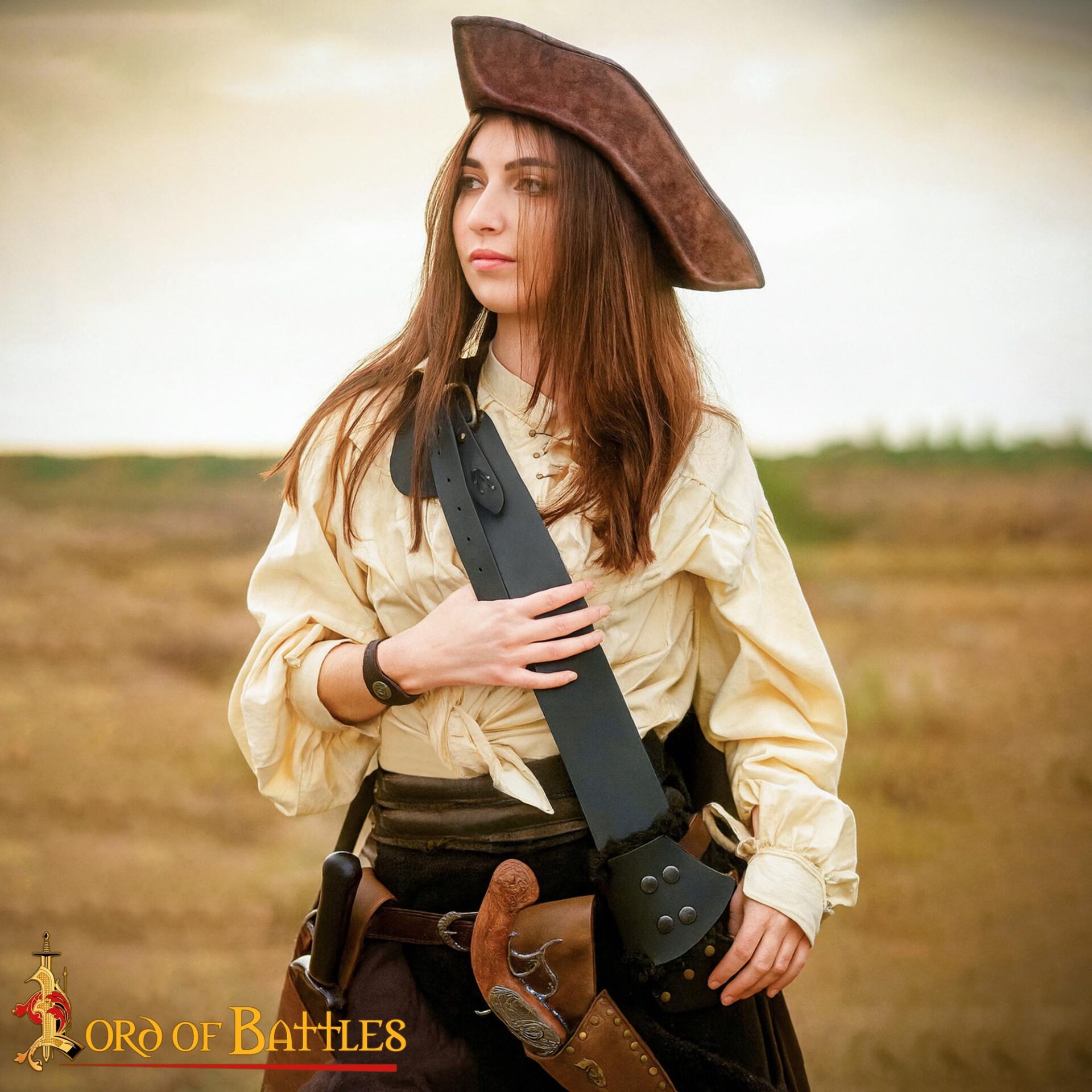 Medieval Leather Sword Baldric-6401BK 5