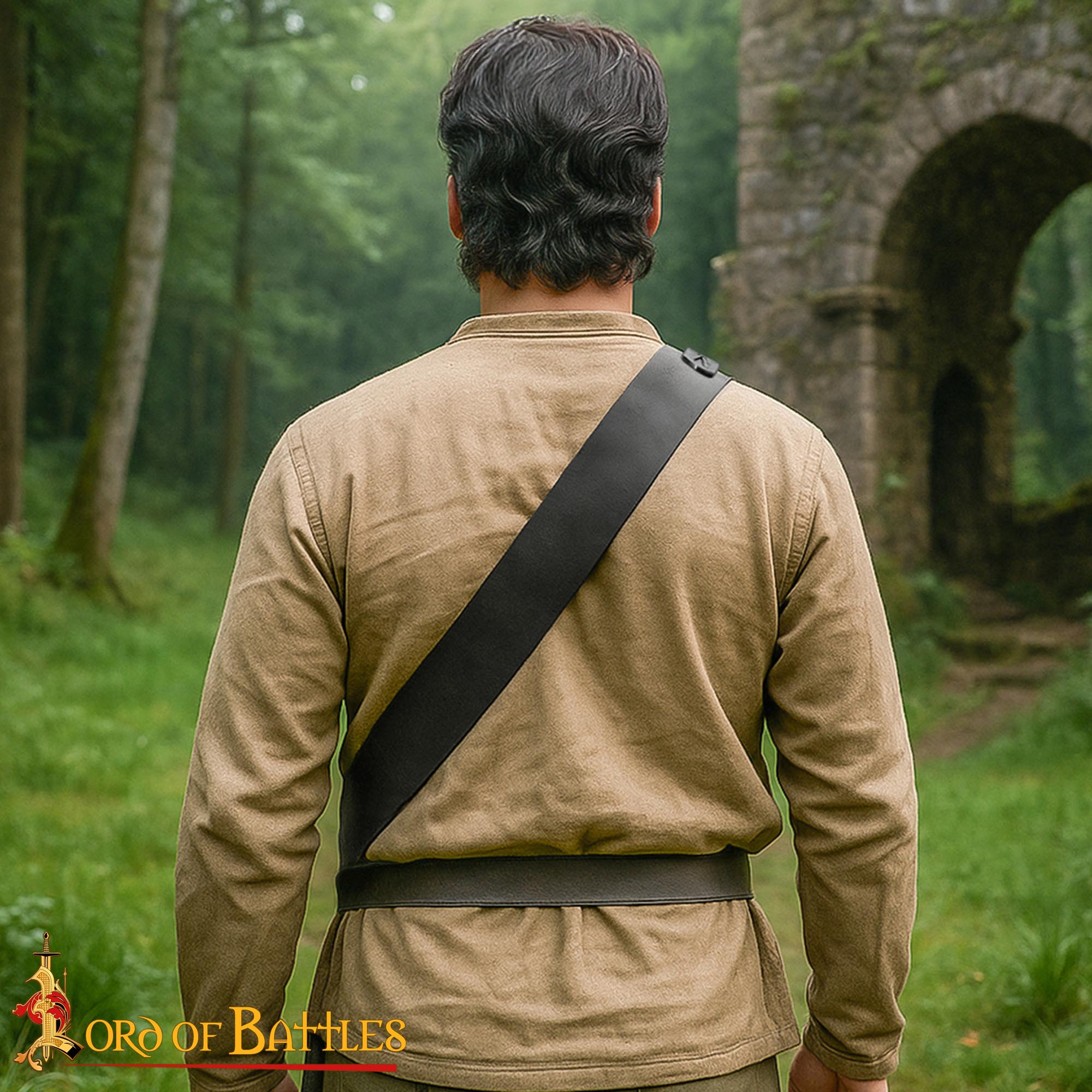 Medieval Leather Sword Baldric-6401BK 6