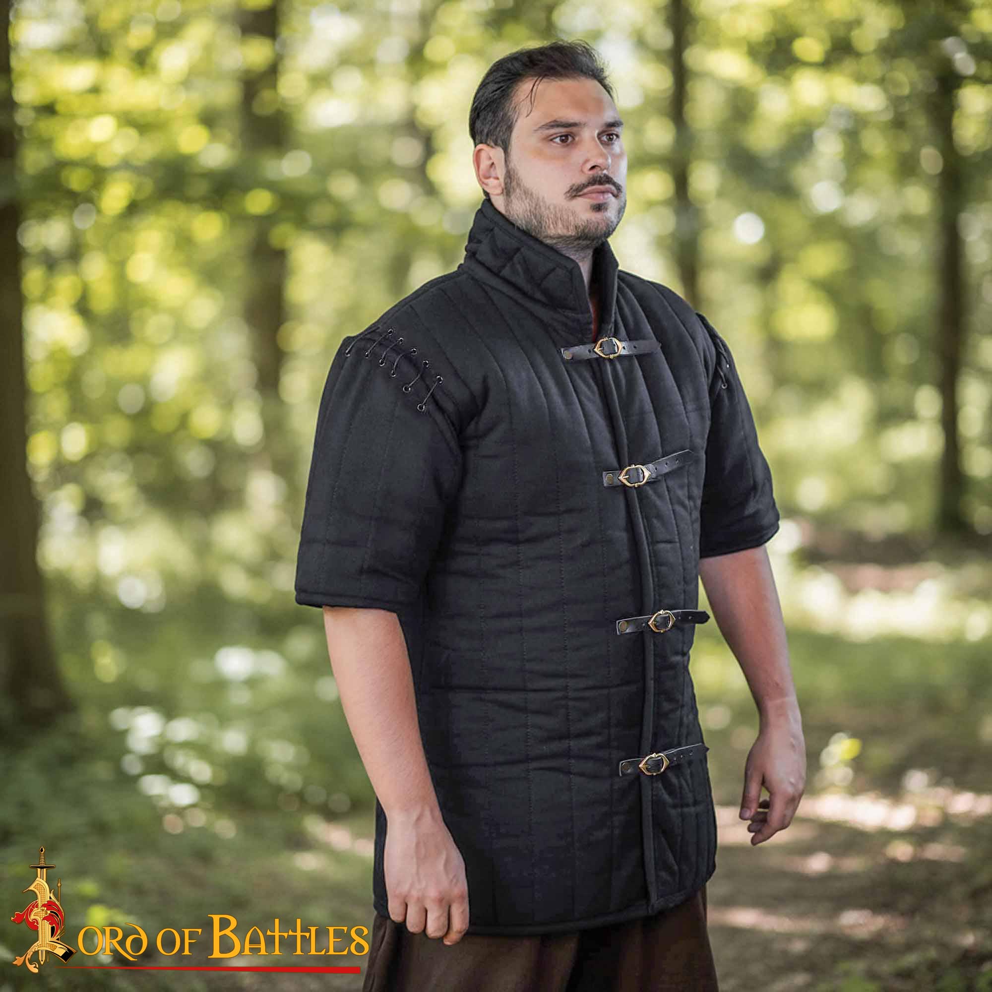 Medieval Triple-Layer Quilted Gambeson (Type 1) Convertible Sleeve Recycled Multi-Fibre Wadding - 7101BK 4