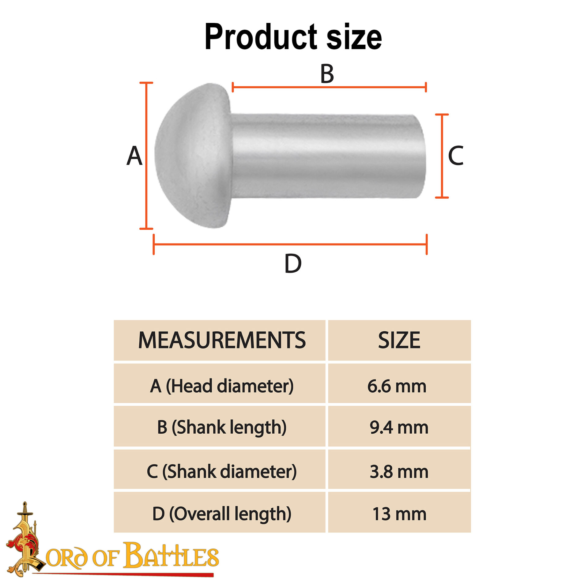 Mushroom head dome mild steel rivets-9722-25pcs 2