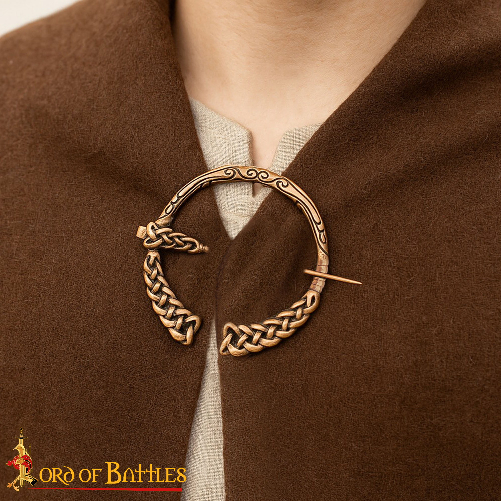 Viking Age 10th Century Solid Bronze Penannular Brooch Norse Knotwork Design-26491BZAT 1