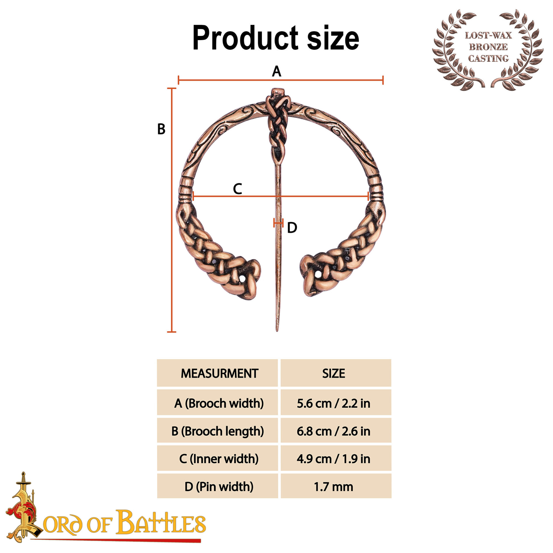 Viking Age 10th Century Solid Bronze Penannular Brooch Norse Knotwork Design-26491BZAT 2