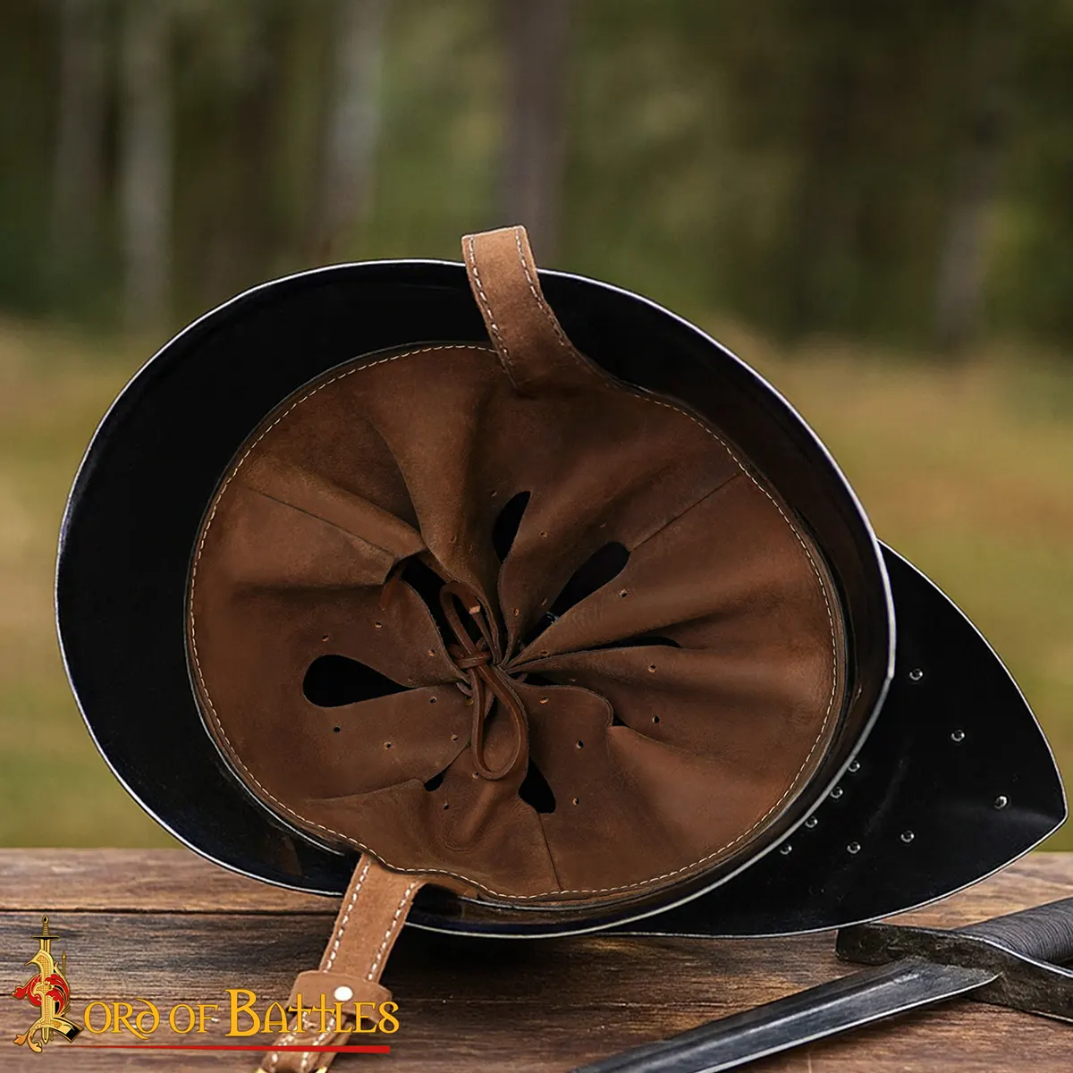 14th Century Bascinet Helmet – Hand Crafted with Visor and Leather Liner 14th Century Bascinet Helmet – Hand Crafted with Visor and Leather Liner - Image 7