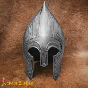 Gondorian Medieval Steel Helmet with Leather Liner 18 Gauge Antique Finish | LOTR Fantasy Replica Armor