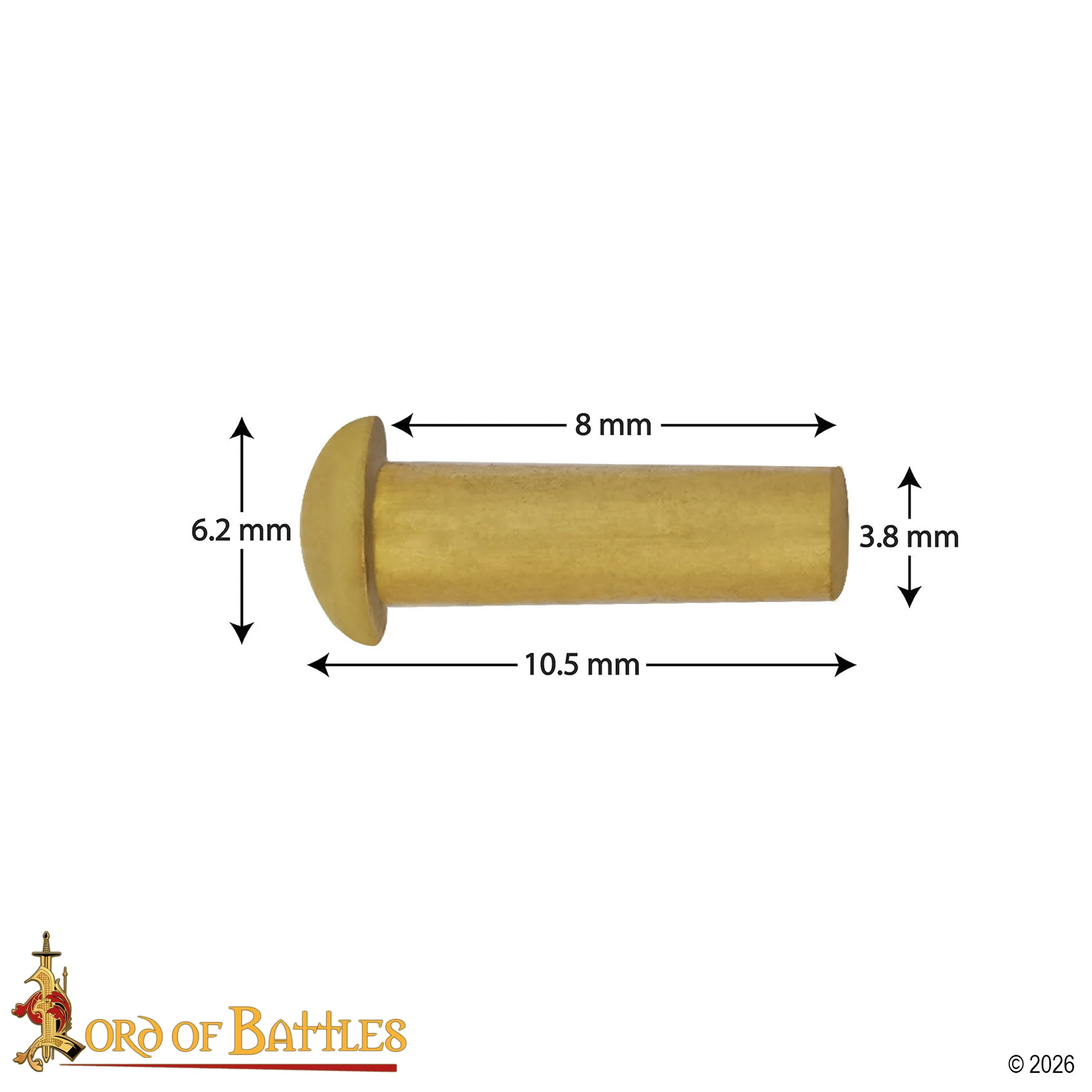Solid Brass Mushroom Head Rivets Solid Brass Mushroom Head Rivets - Image 3