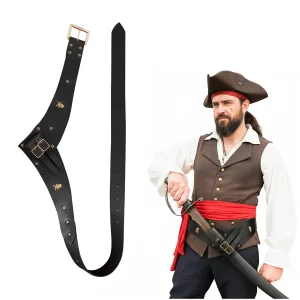 Pirate Genuine Leather Belt with Sword Holder