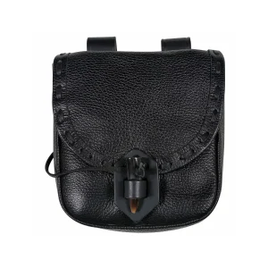 Medieval Leather Belt Bag with Horn Toggle Closure