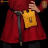 Medieval Suede Leather Belt Pouch With Antique Button Closure - 300759-S 5