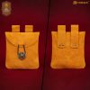 Medieval Suede Leather Belt Pouch With Antique Button Closure - 300759-S 6