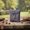 Medieval Suede Leather Belt Pouch with Brass Button Handmade-300315 5