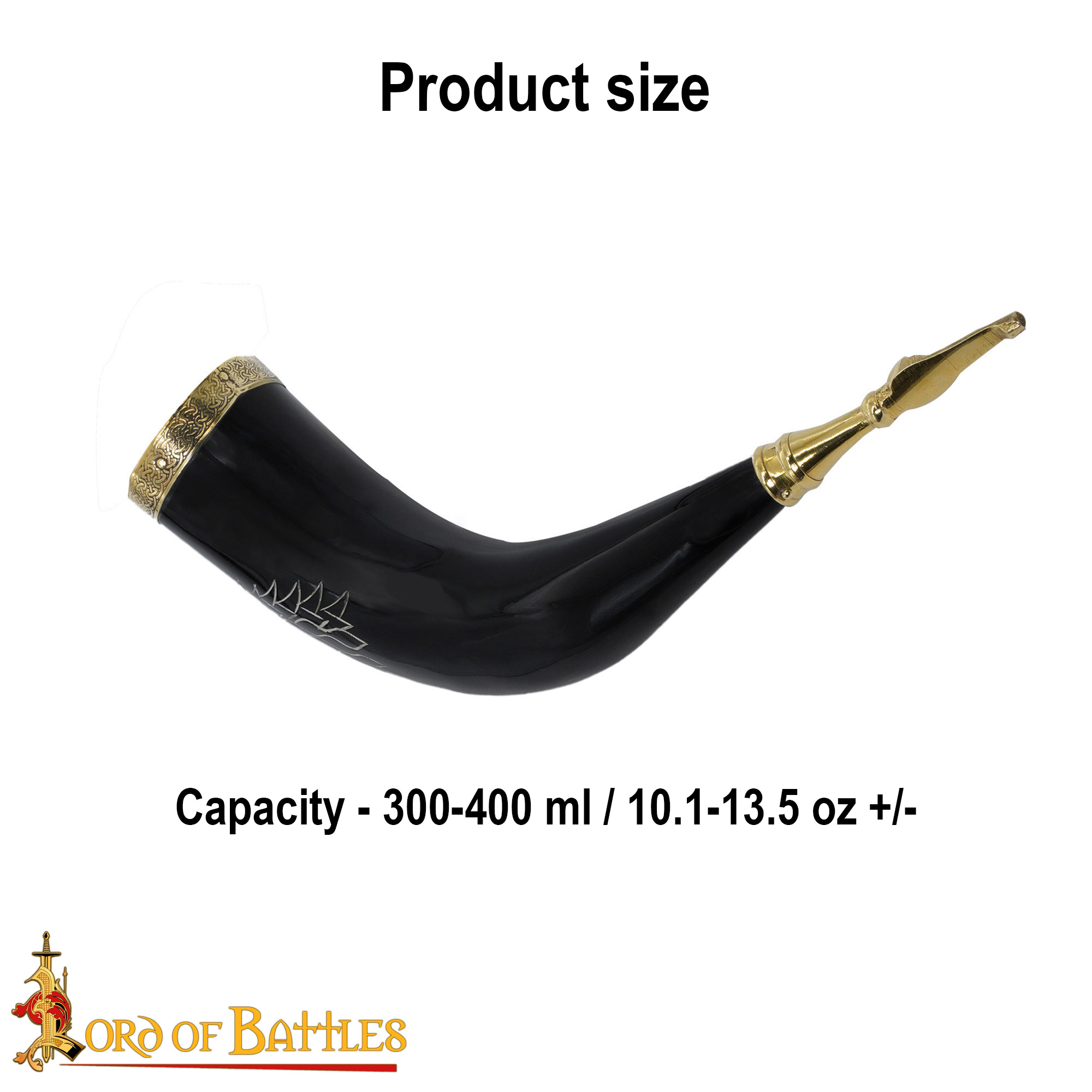 The Fenrir Wolf Drinking Horn with Pure Brass Fittings The Fenrir Wolf Drinking Horn with Pure Brass Fittings - Image 3