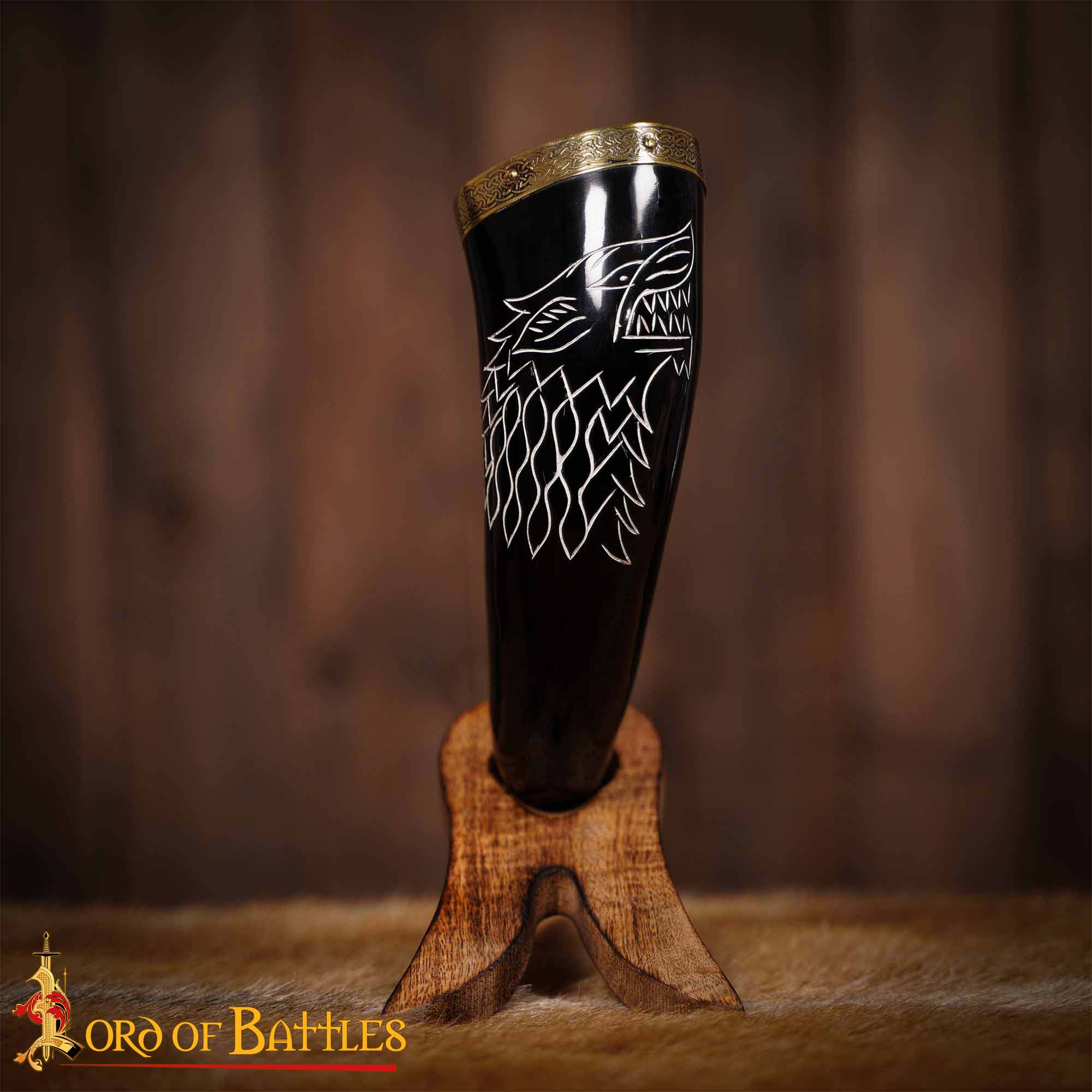 The Fenrir Wolf Drinking Horn with Pure Brass Fittings The Fenrir Wolf Drinking Horn with Pure Brass Fittings - Image 6