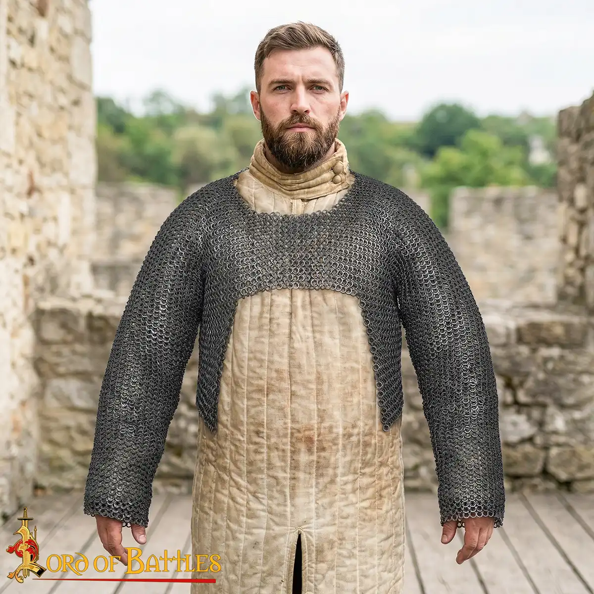 Medieval Chain Mail Half Hauberk– 9mm Flat Ring Round Rivets with Alternate Flat Solid Rings17 Gauge Mild Steel Medieval Chain Mail Half Hauberk– 9mm Flat Ring Round Rivets with Alternate Flat Solid Rings17 Gauge Mild Steel - Image 2