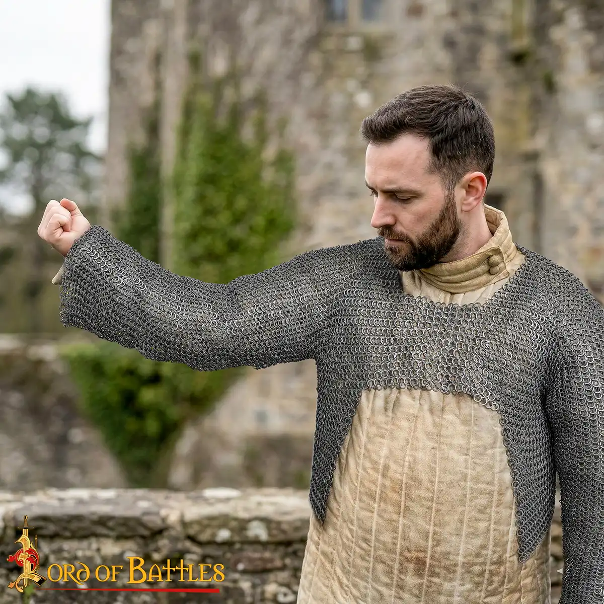 Medieval Chain Mail Half Hauberk– 9mm Flat Ring Round Rivets with Alternate Flat Solid Rings17 Gauge Mild Steel Medieval Chain Mail Half Hauberk– 9mm Flat Ring Round Rivets with Alternate Flat Solid Rings17 Gauge Mild Steel - Image 6