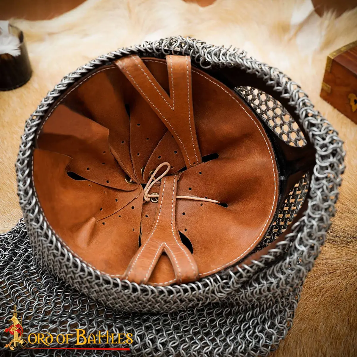 Handmade Viking helmet with Chainmail Camail Handmade Viking helmet with Chainmail Camail - Image 5