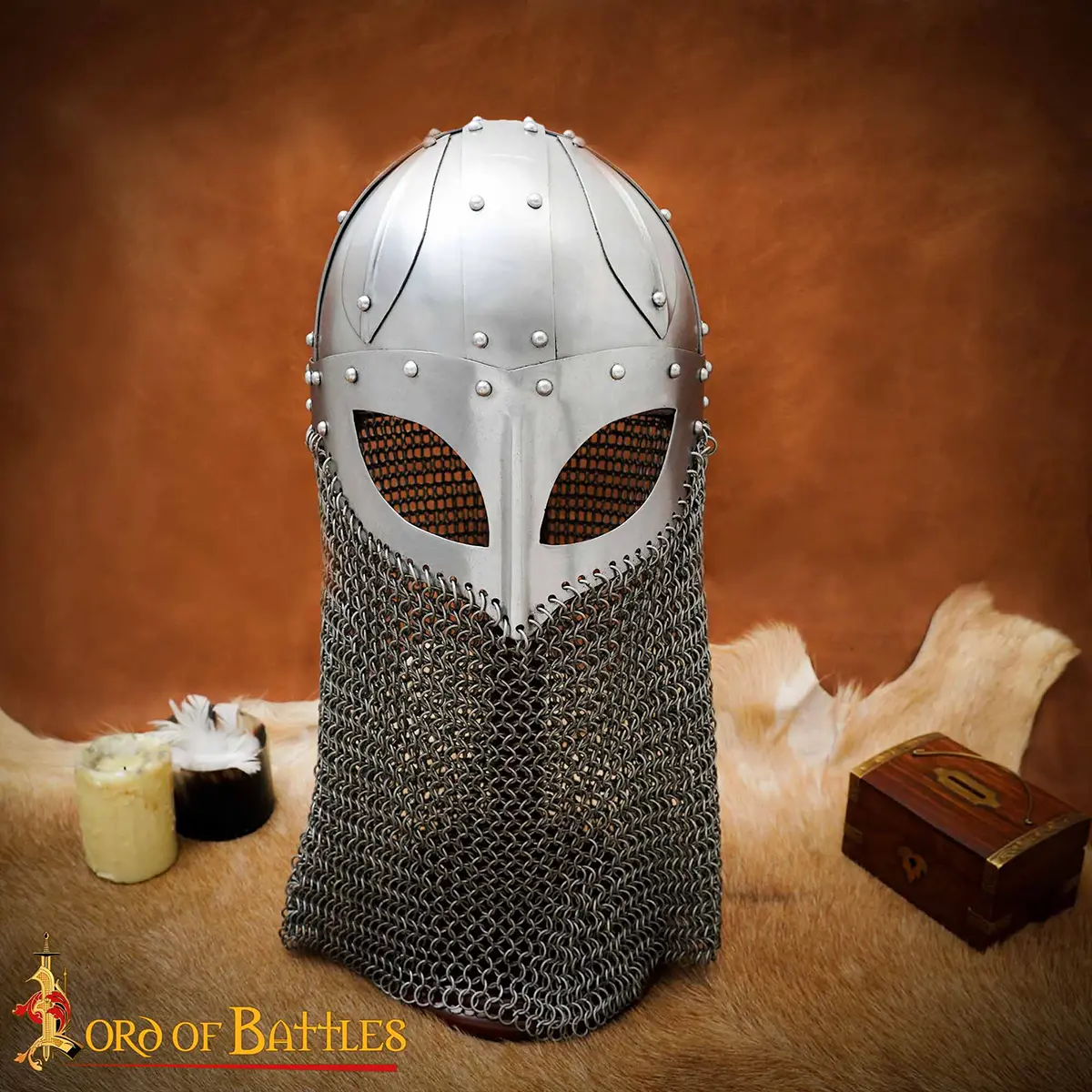 Handmade Viking helmet with Chainmail Camail Handmade Viking helmet with Chainmail Camail - Image 7