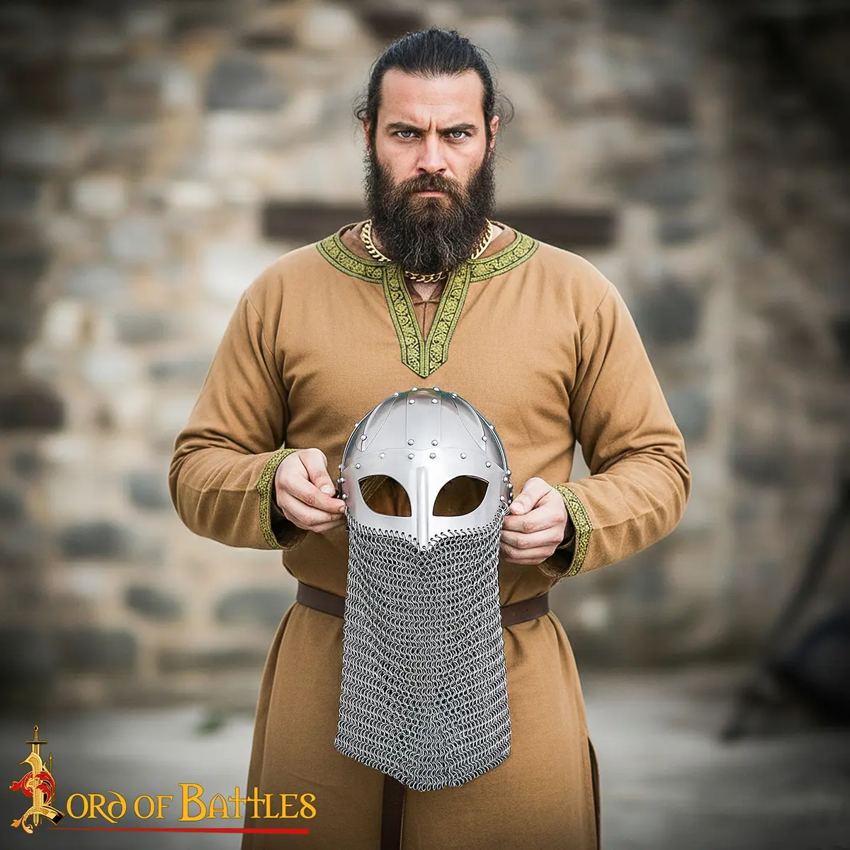Handmade Viking helmet with Chainmail Camail Handmade Viking helmet with Chainmail Camail - Image 2