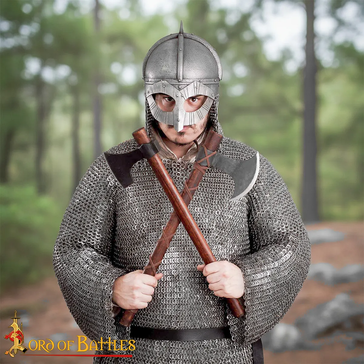 Viking Gjermundbu Antique Steel Helmet with Genuine Leather Liner and Butted Camail - Image 6