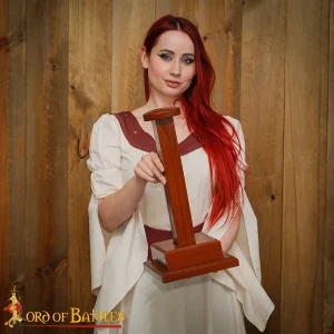 Wooden Helmet Stand for Medieval Helmets with or without Aventail