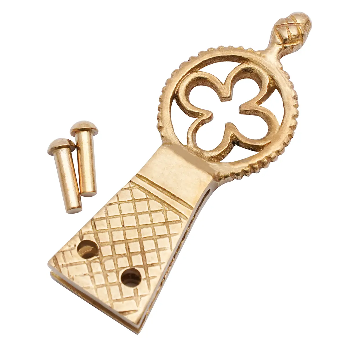 Quatrefoil Pure Solid Brass Belt End Chape - Image 5