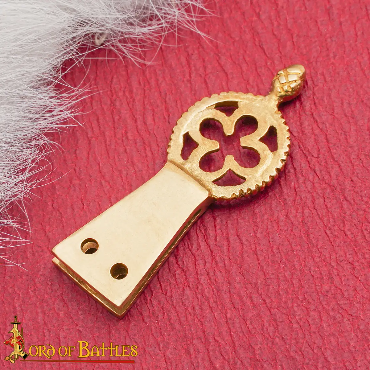 Quatrefoil Pure Solid Brass Belt End Chape - Image 8
