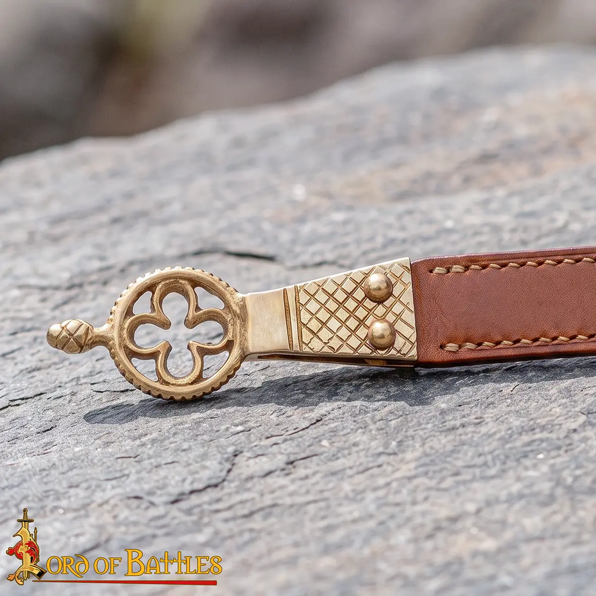Quatrefoil Pure Solid Brass Belt End Chape - Image 2
