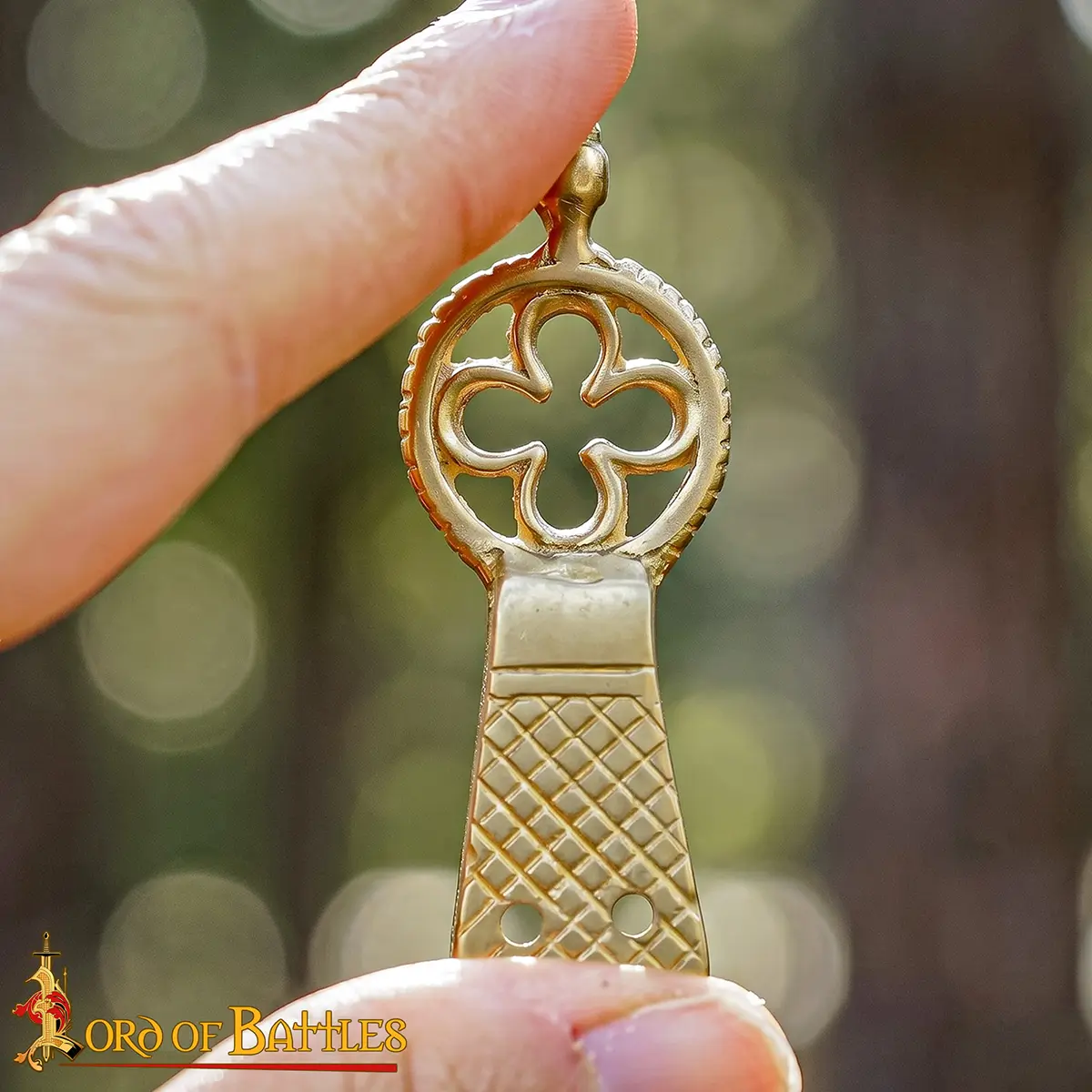 Quatrefoil Pure Solid Brass Belt End Chape - Image 6
