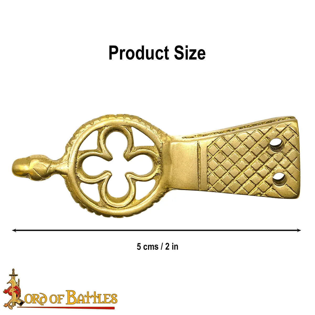 Quatrefoil Pure Solid Brass Belt End Chape - Image 3