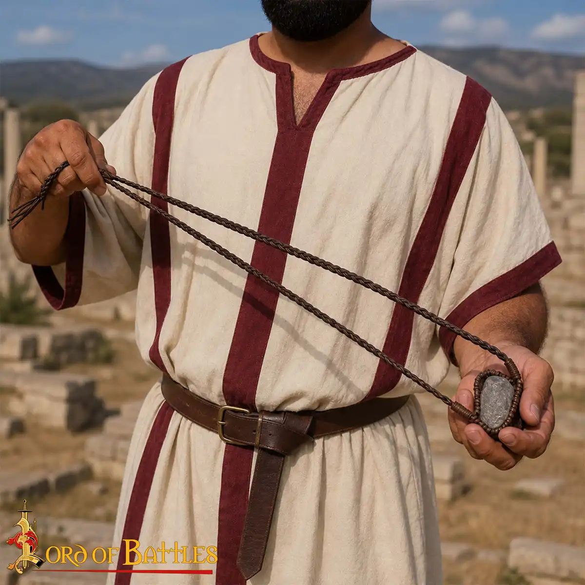 Medieval Balearic Sling, Genuine Leather Hand-Braided Shepherd’s Sling LARP Medieval Balearic Sling, Genuine Leather Hand-Braided Shepherd’s Sling LARP - Image 7